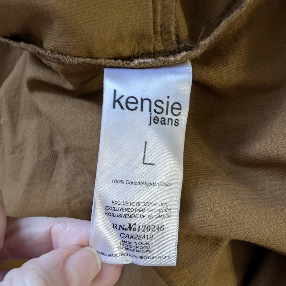 NWT Kenzie Jeans Brown Corduroy Women's Button-Up Shirt Size L - Picture 7 of 8